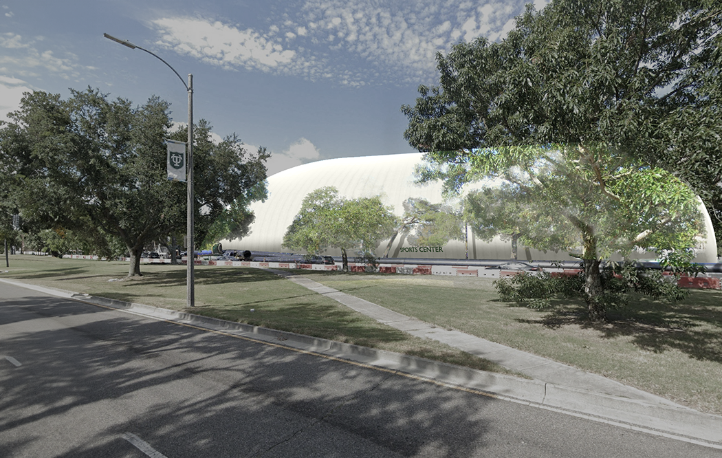 A digital rendering of the new Tulane Indoor Practice Facility