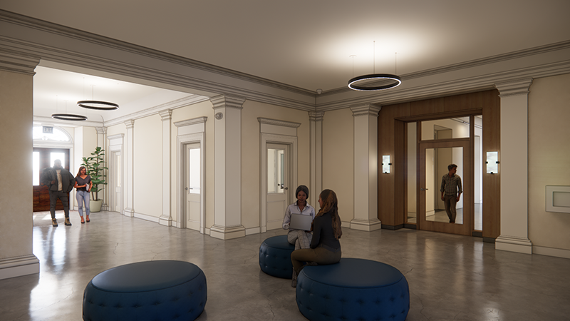 A photo rendition of Newcomb renovation.